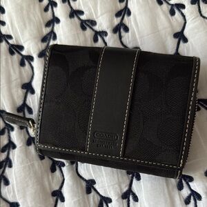 Coach Black Leather and Canvas Wallet